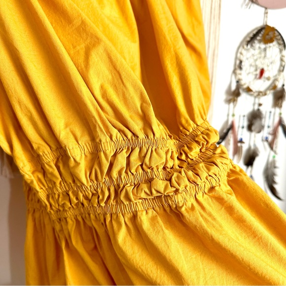 Ashley Stewart Cotton Cinch Waist Off Shoulder Yellow Top Size 14/16 - Picture 4 of 8